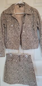 H&M DIVIDED Jacket and Mini Skirt Beige Leopard Print set